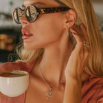 Silver Snake Necklace and Earrings Set, Sterling Silver Snake Necklace and Drop Earrings, Silver Snake Earrings, Emerald Silver Necklace
