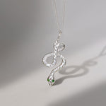 Sterling silver snake necklace, Silver snake necklace, Sterling silver snake pendant, Snake pendant, Silver Serpent Necklace, May birthstone