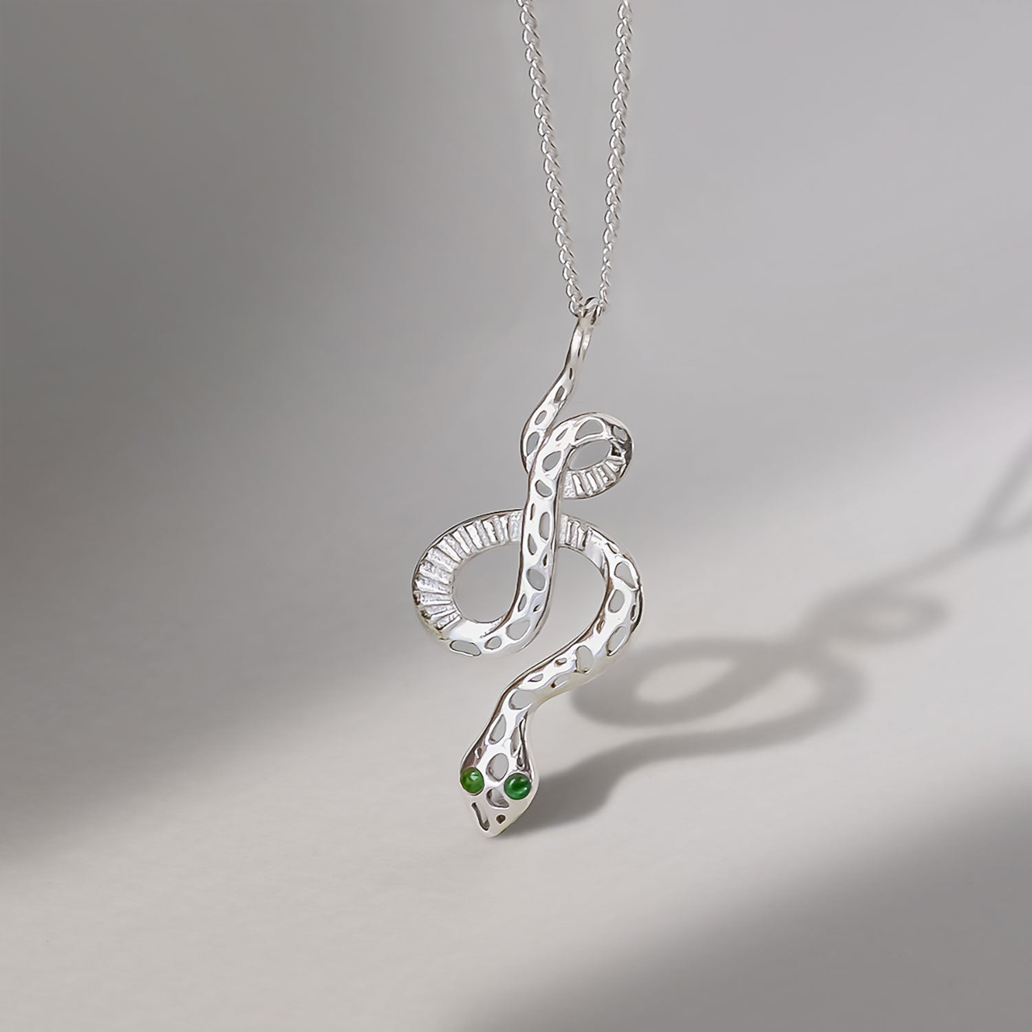 Sterling silver snake necklace, Silver snake necklace, Sterling silver snake pendant, Snake pendant, Silver Serpent Necklace, May birthstone