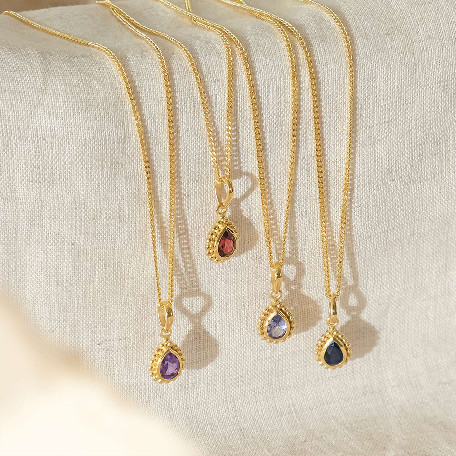 Gold Birthstone Gemstone Pendants