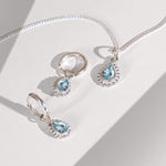 Blue Topaz Birthstone Necklace and Earring Gift Set