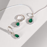 Green Onyx May Birthstone Necklace and Earrings Gift Set