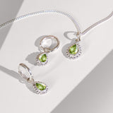August Birthstone silver birthstone necklace and earrings gift set