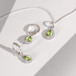 August Birthstone silver birthstone necklace and earrings gift set