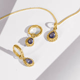 Tanzanite Gold Handmade Necklace and Earring Set, Gift Her Her, Handmade