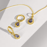 Tanzanite Gold Handmade Necklace and Earring Set, Gift Her Her, Handmade