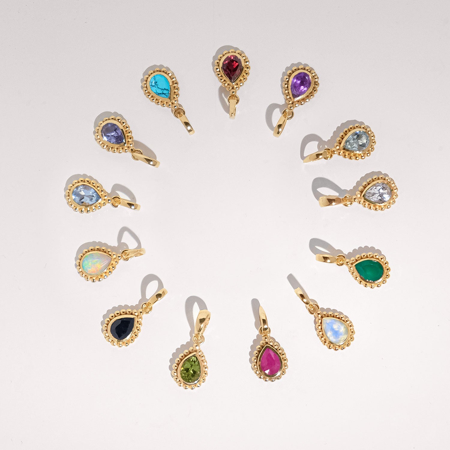 Gold Birthstone Charm Pendants