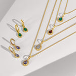 Gold Birthstone Necklace and Earring Sets
