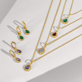 Gold Birthstone Necklace and Earring Sets
