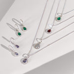 Silver Birthstone Necklace and Earring Sets