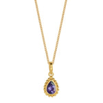 February Birthstone Amethyst Gold Pear Shaped Necklace