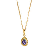 February Birthstone Amethyst Gold Pear Shaped Necklace