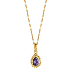 February Birthstone Amethyst Gold Pear Shaped Necklace