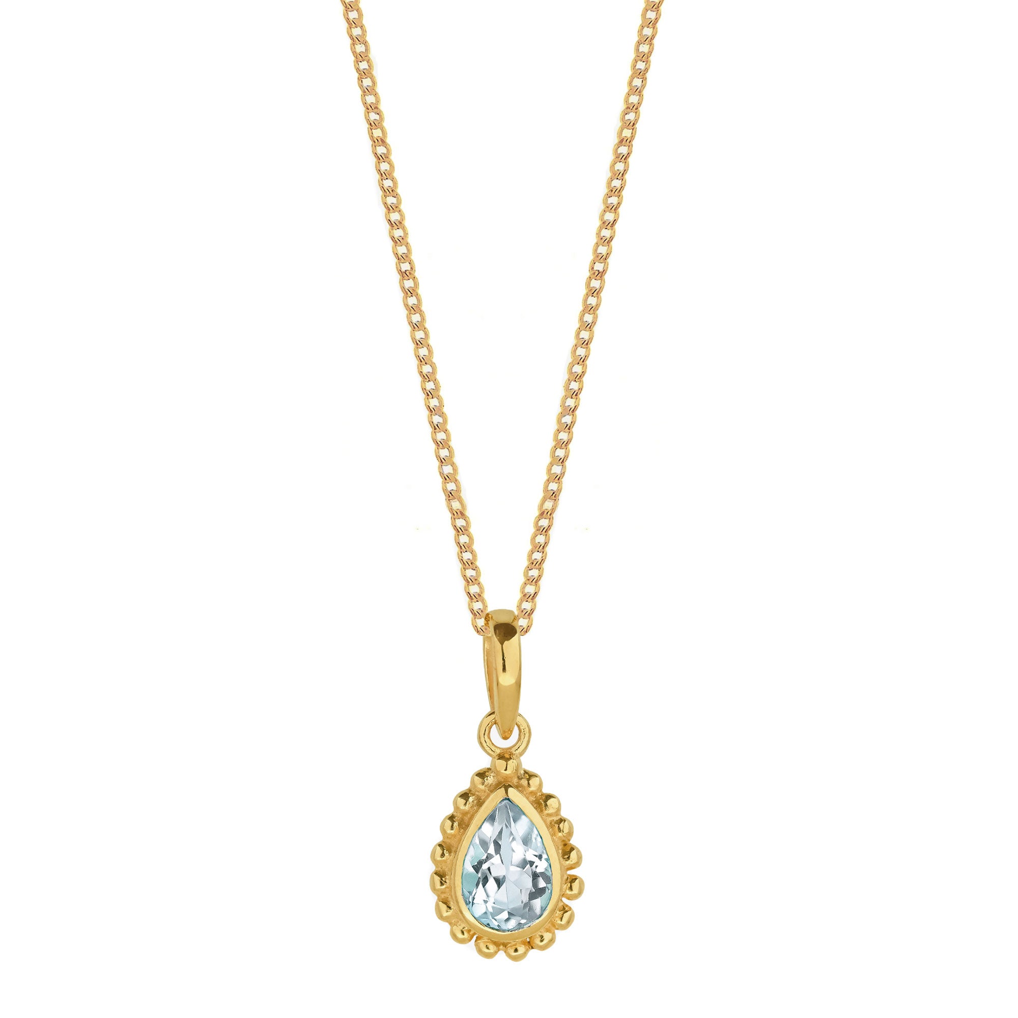 March Birthstone Aquamarine Gold Necklace