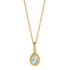 March Birthstone Aquamarine Gold Necklace