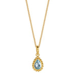 November Birthstone Blue Topaz Gold Necklace, Handmade, Gift For Her