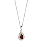 January birthstone, garnet pear shaped pendant necklace