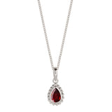 January birthstone, garnet pear shaped pendant necklace