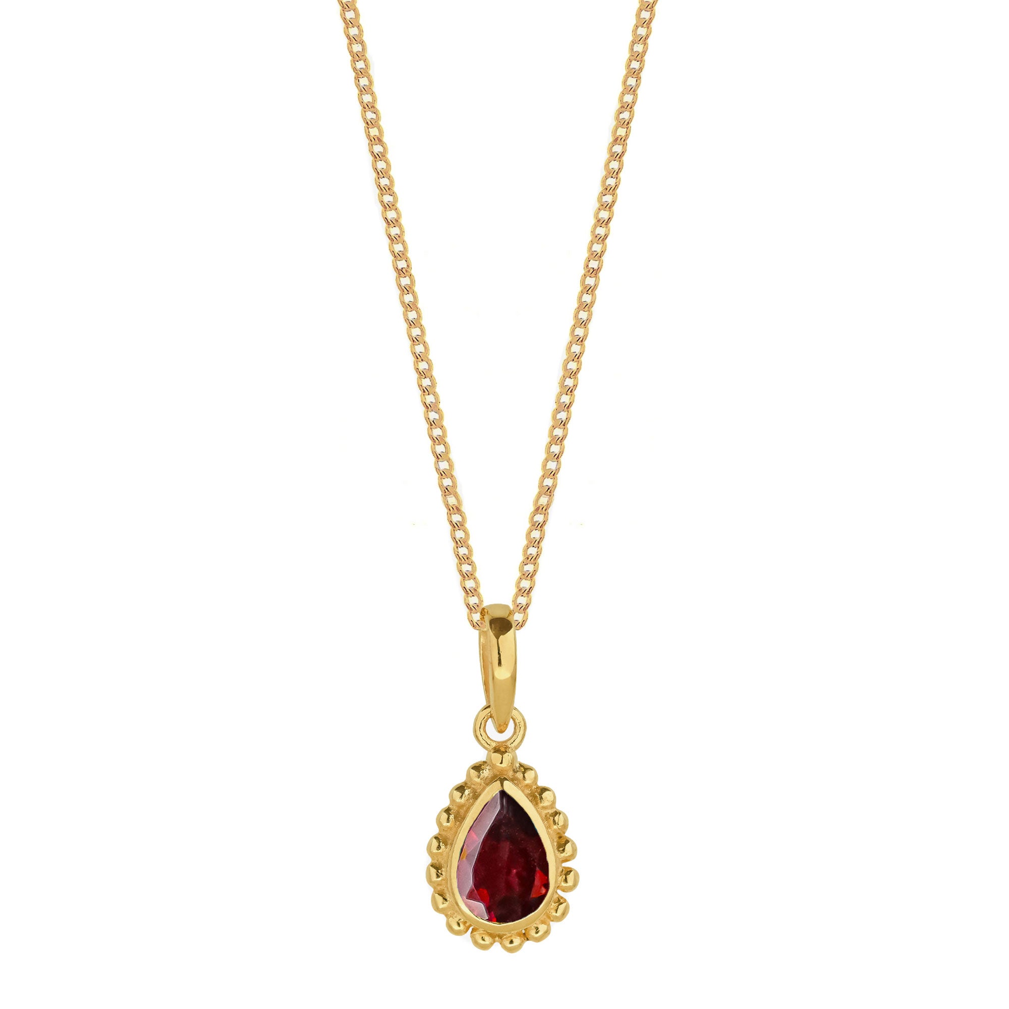 January Birthstone Garnet Gold Pendant Necklace