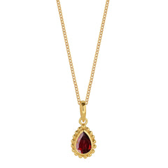 January Birthstone Garnet Gold Pendant Necklace