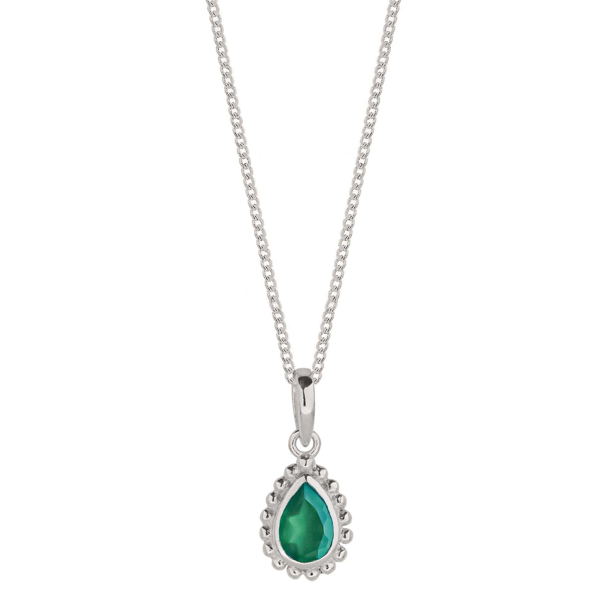May birthstone silver necklace