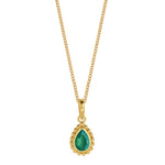 May Birthstone Green Onyx Gold Pendant Necklace