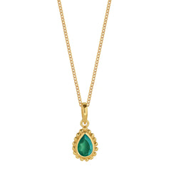 May Birthstone Green Onyx Gold Pendant Necklace