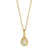 October Birthstone Opal Gold Necklace, Pear Shaped Opal