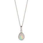 October Birthstone Opal Silver Necklace
