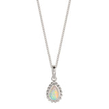 October Birthstone Opal Silver Necklace