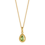 August Birthstone Peridot Pear Shaped Gold Necklace