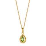 August Birthstone Peridot Pear Shaped Gold Necklace