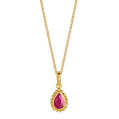 July Birthstone Ruby Gold Necklace, Gift For Her, Birthstone Jewellery