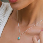Turquoise Pear Shaped Silver December Birthstone Pendant Necklace