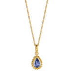 December Birthstone Tanzanite Gold Necklace, Pear Shaped Gemstone, Handmade