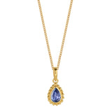 December Birthstone Tanzanite Gold Necklace, Pear Shaped Gemstone, Handmade
