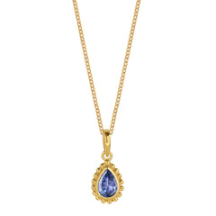 December Birthstone Tanzanite Gold Necklace, Pear Shaped Gemstone, Handmade
