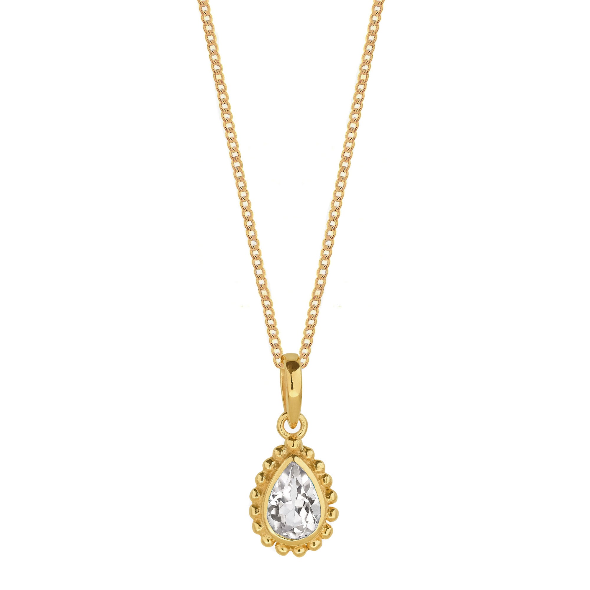April Birthstone White Topaz Gold Necklace