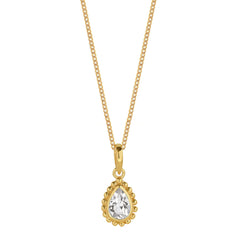 April Birthstone White Topaz Gold Necklace