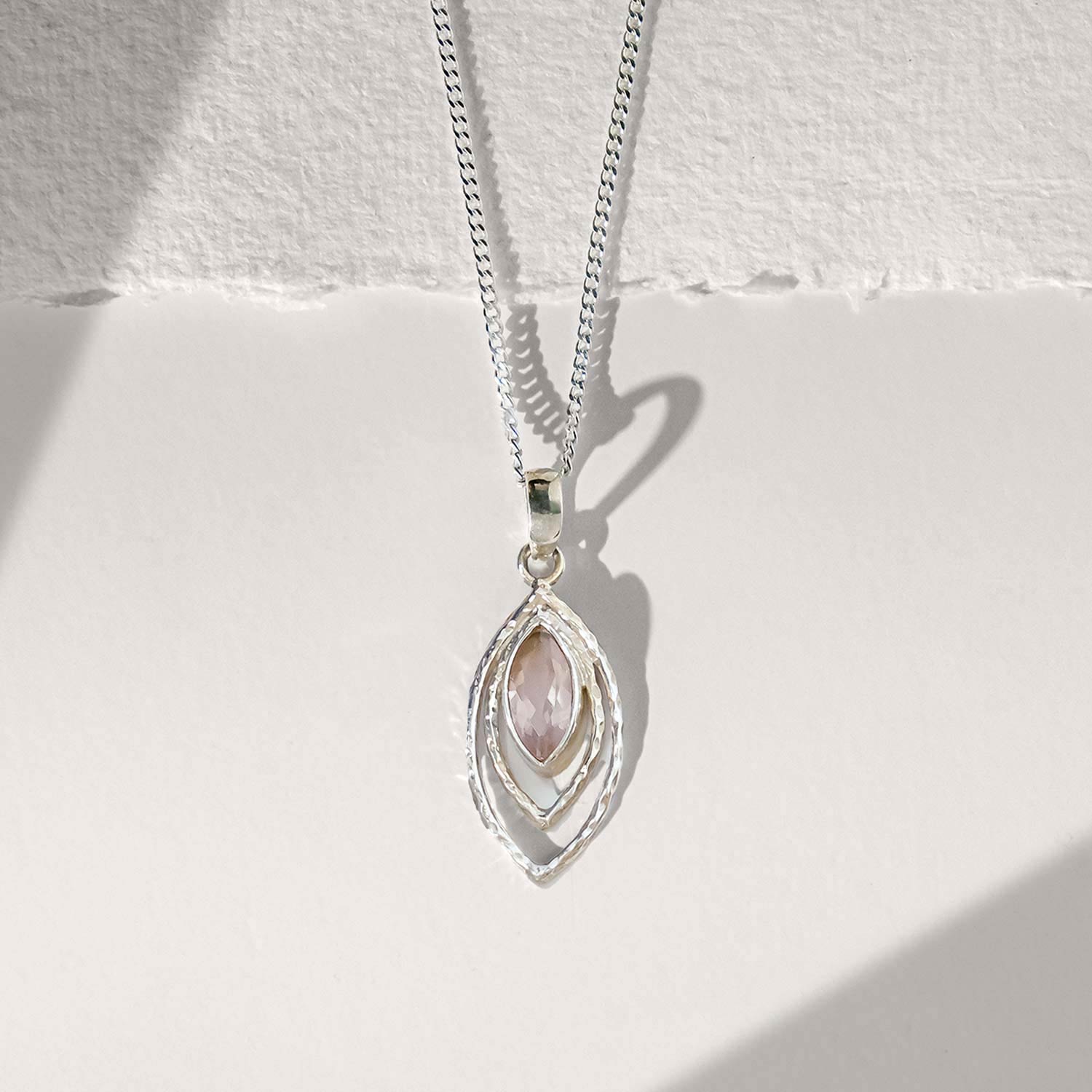 Infinity Symbol Silver Necklace with rose quartz