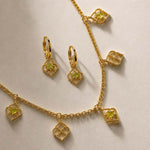 Gold and Peridot Necklace and Earring Set, Gold Jewellery Set, Gold Charm Necklace and Earring Set, August Birthstone Charm Necklace and Earrings