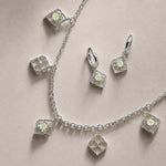 Sterling Silver and Opal Necklace and Earring Set, October Birthstone Jewellery, Handmade Silver and Opal Charm Necklace and Earrings
