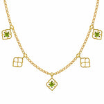 Gold Charm Necklace with Peridot, Peridot Gold Charm Necklace, Peridot Necklace, August Birthstone Jewellery, Gold Charm Necklace