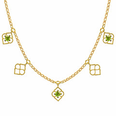 Gold Charm Necklace with Peridot, Peridot Gold Charm Necklace, Peridot Necklace, August Birthstone Jewellery, Gold Charm Necklace