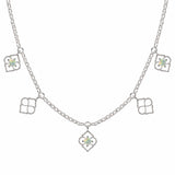 Silver and Opal Charm Necklace, Silver Charm Necklace, October Birthstone Necklace