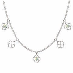 Silver and Opal Charm Necklace, Silver Charm Necklace, October Birthstone Necklace