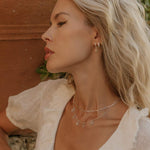 Opal Charm Necklace and Earring Set, Silver Opal Charm Necklace and Huggie Hoops Set, Opal Necklace and Earring Set, October Birthstone Necklace and Earrings Gift Set, Opal Choker