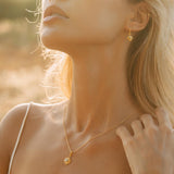 Gold Solar Eclipse Opal Necklace and Huggie Hoop Earrings, Opal Gold Huggie Hoop Earrings, Gold Opal Sunburst Necklace, October Birthstone Gold Jewellery