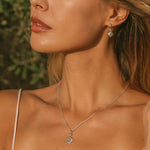 Sterling Silver Solar Eclipse Opal Necklace and Huggie Hoop Earrings, Opal Silver Huggie Hoops, Opal Silver Necklace, Sunburst Pendant