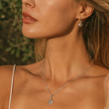 Sterling Silver Solar Eclipse Opal Necklace and Huggie Hoop Earrings, Opal Silver Huggie Hoops, Opal Silver Necklace, Sunburst Pendant